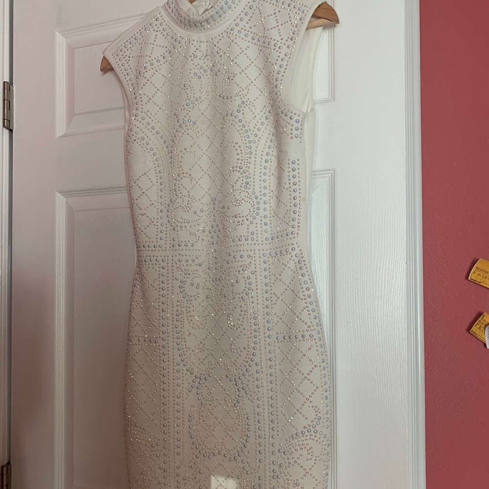 White sparkling midi dress